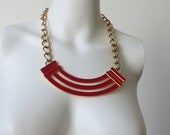 Bold 1980s Gold and Red Monet Necklace