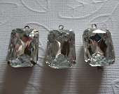 Beautiful Clear Diamond Faceted Czech Glass Cushion Octagon Jewel Drops in Your Choice 18 X 13mm Settings - Qty 2