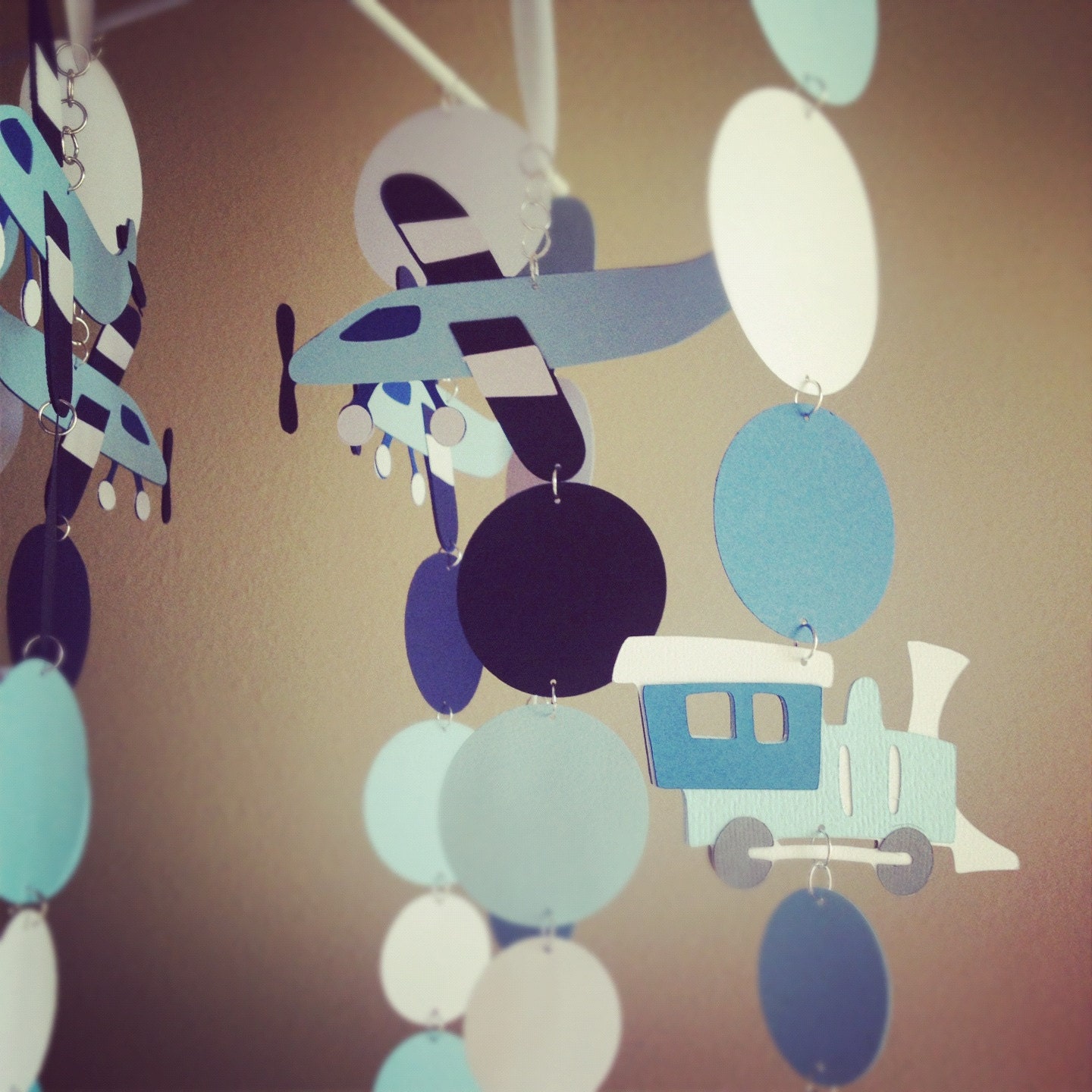 Airplanes (planes) and Trains Baby Mobile