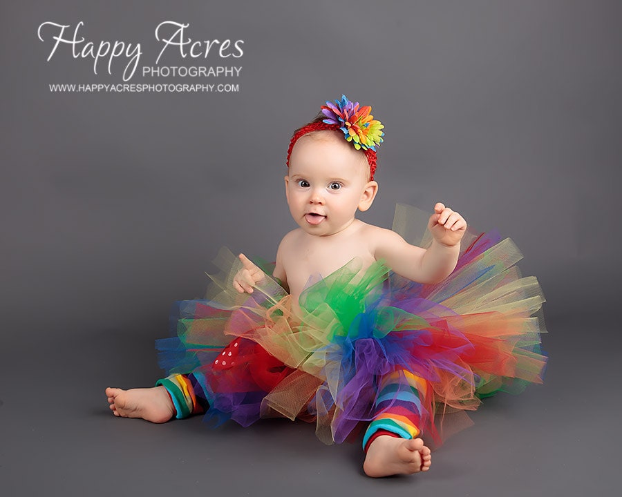 CLOWN/ CARNIVAL/ RAINBOW  tutu....newborn tutu - size 5/6.....Birthday girl tutu, clown costume, or photography prop
