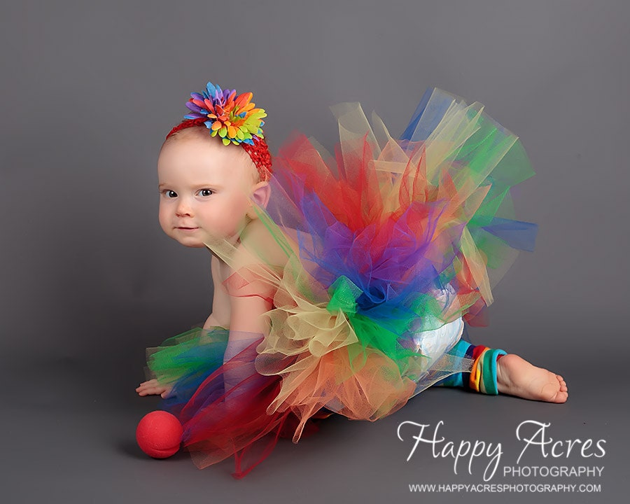 CLOWN/ CARNIVAL/ RAINBOW  tutu....newborn tutu - size 5/6.....Birthday girl tutu, clown costume, or photography prop