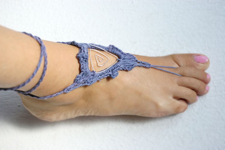 Handmade barefoot sandal, Beach Sandals, Hippie shoes, Bohemian Foot Jewelry, Wire jewellry, Belly dance, Yoga, Anklet , Wire jewellery