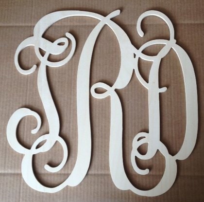Personalized 14" Wooden Interlocking Monogram Cut Out - UNPAINTED