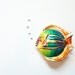 Vintage Brooch, Colorful Enamel Fish Pin Liz Claiborne LC / Turquoise Blue, sea green, coral eye