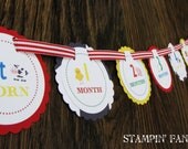 Barnyard Bash Collection: Just Born/0-12 Months Barnyard First Birthday Photo Picture Banner for hanging 4x6" pictures. Farm Birthday. Il_170x135