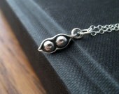 Peas in a pod necklace, teeny tiny sterling silver charm jewelry