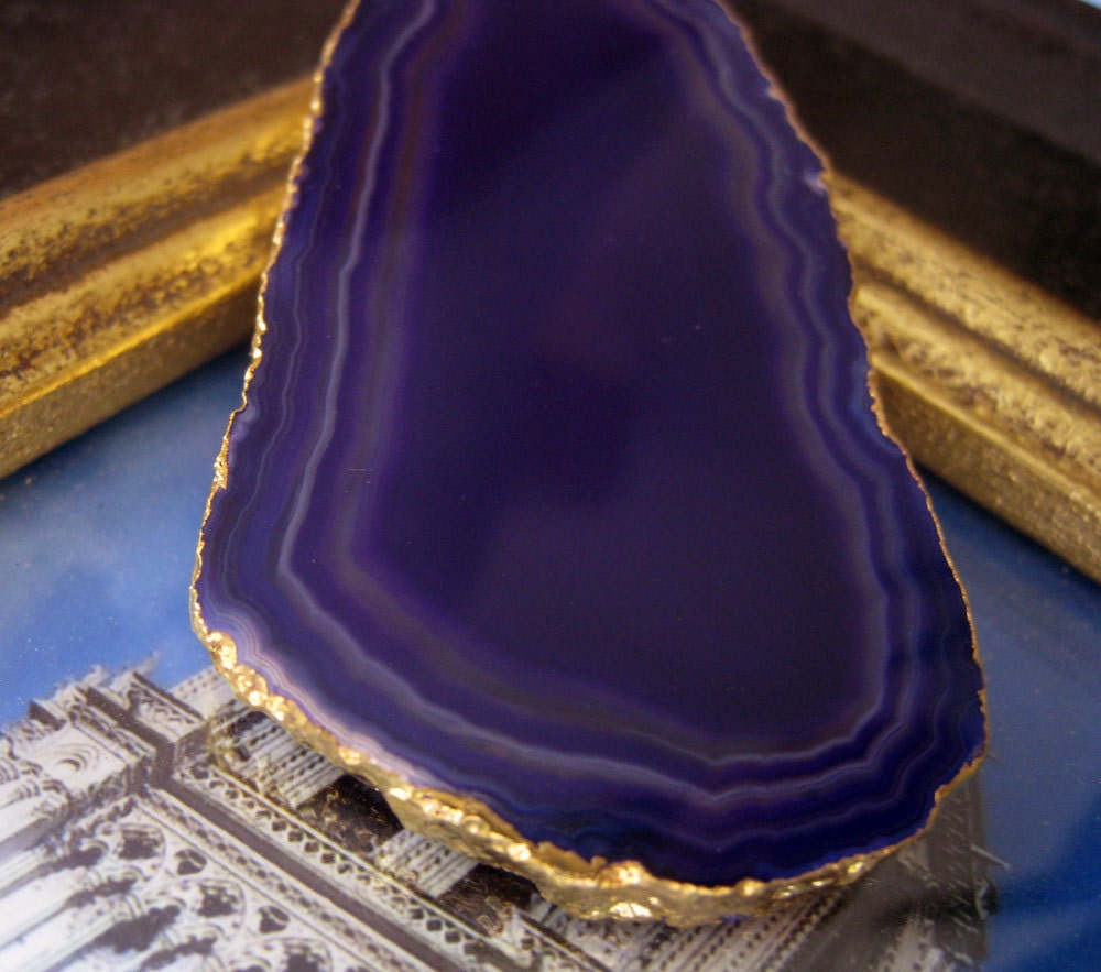 Purple Agate druzy Pendant 24'' long necklace, 14k gold filled, only one available