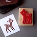 Baby Deer Rubber Stamp, Handmade Woodland Stamp, Wood Mounted