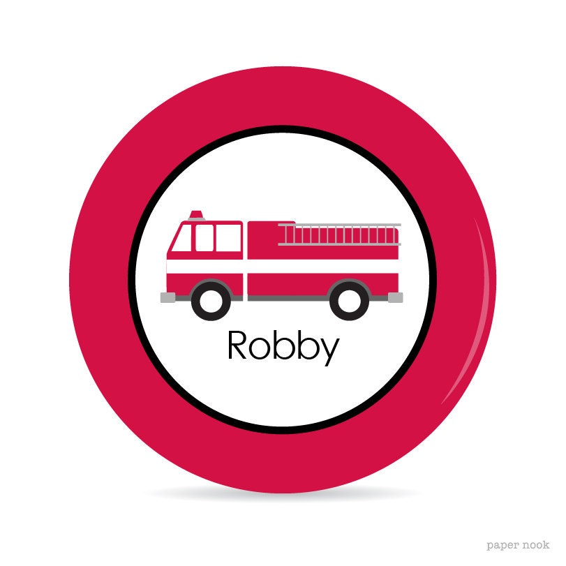 Fire Truck Personalized Plate - Melamine