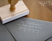 Return Address Wood Handle Rubber Stamp Large VINTAGE Calligraphy Style