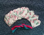 40 Christmas Craft paper gift tags with green and red gift box print and strings