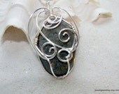 Beach Stone Sea Stone Beachglass Seaglass Lake Erie Wire Wrapped Stone
