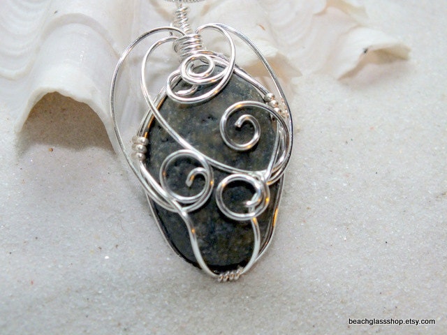 Beach Stone Sea Stone Beachglass Seaglass Lake Erie Wire Wrapped Stone