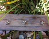 Driftwood Starfish Hooks/Coat Rack/Jewellery Hanger/Wall Rack With Pale Blue Wash