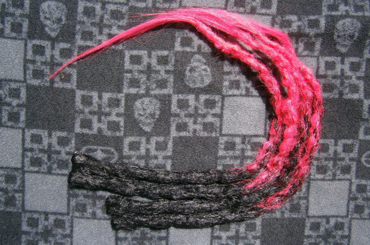 Black to Pink Long Clip in Dreads - Ready to be shipped