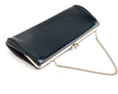 Vintage Navy Blue Chain Purse - Faux Leather Structured Small Clutch Bag / Fierce Red