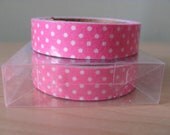 Washi Tape Korean Fabric Deco Tape 4 Yards Bright Pink with White Polka Dots 1 Roll Party Birthday Supplies