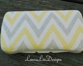 Yellow and Gray Chevron Striped Organic Cotton Boutique Style Travel Wipe Case READY TO SHIP