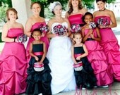 Wedding Flower Package Bouquets Boutonnieres and Corsages Hot Pink Black Silver and White Punk'D