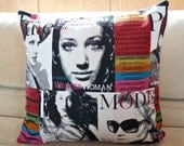 Modern Vogue Pillow Cover 18 x 18 inch - Fashion Magazine Pillow Case - Decorative Fashion  Pillow