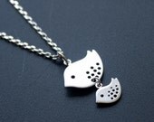 Mother and Baby Bird Necklace Silver Pendant Necklace Baby Shower New Mum