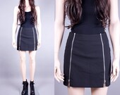 90s BEBE Double Zipper Mini Skirt Size 2