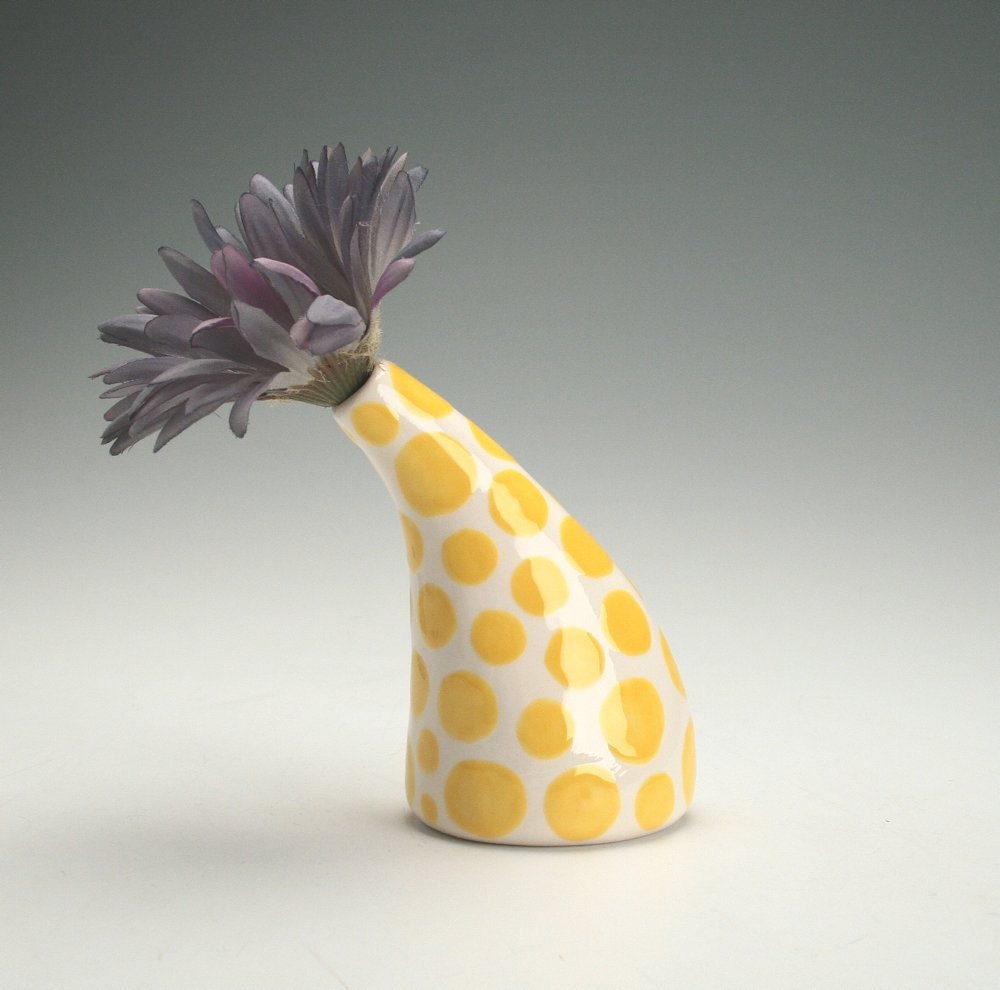 Yellow See Ya Later Tilt Vase Hand Painted for Flowers
