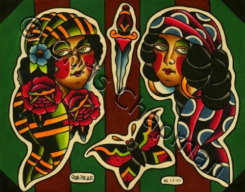 2 Gypsies Tattoo Flash
