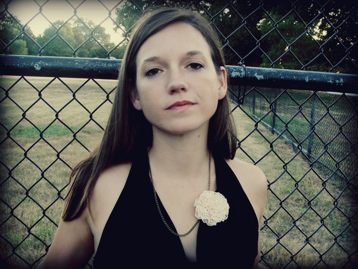 Floral cream vintage inspired necklace