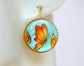 Butterfly Gold Earrings - nature inspired jewelry, spring jewelry - summer jewelry - handpainted jewelry