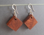 Wooden Earrings, Exotic Afzelia Burl Wood