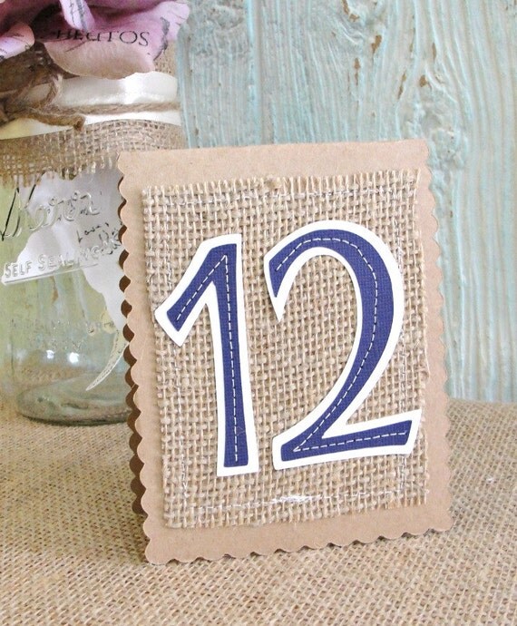 Rustic Burlap Wedding Table Number Cards set of by LazyCaterpillar