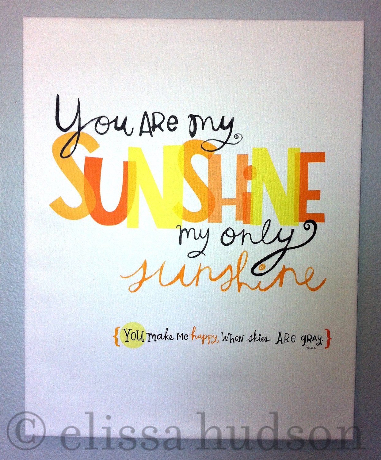You Are My Sunshine Nursery Canvas Wall Art- SPECIAL PRICE- ONE available