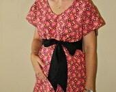 Jacki Maternity Hospital Gown in Hot Pink,  Yellow and Black Floral on Soft Pink-Deliver Your Baby in Style By Mommy Moxie on Etsy