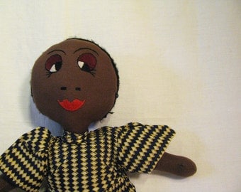 Vintage Folkart Doll African American Handmade