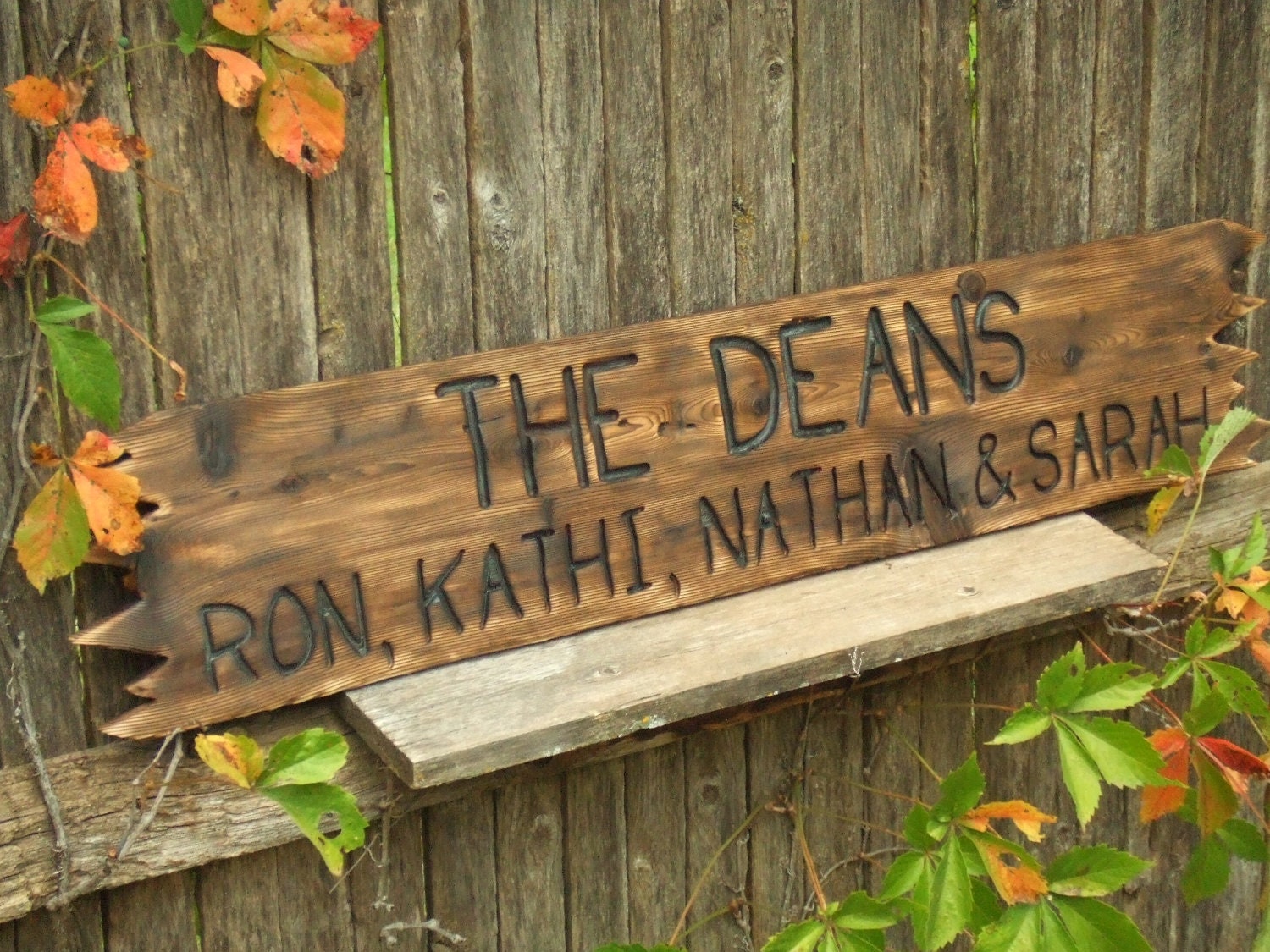 CUSTOM wood sign hand carved rustic un painted by BlackCatHill