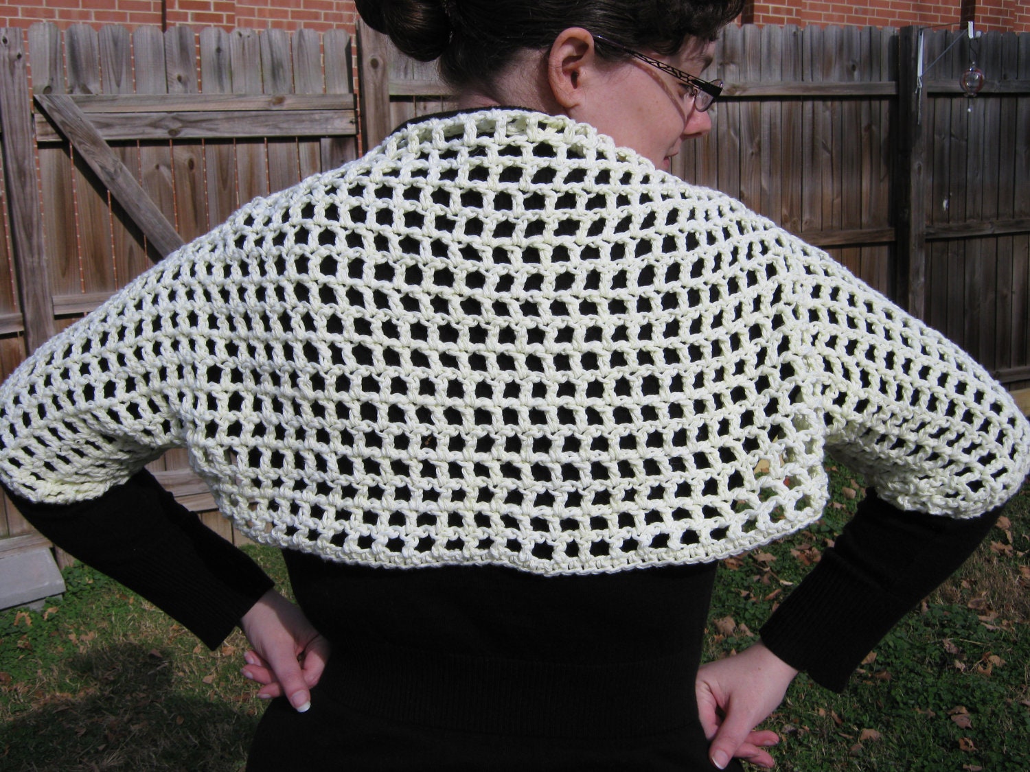 Cotton Crochet Shrug in sunlight yellow