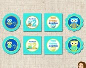 PRINTABLE Personalized Boy Stitch Owl Party Circles (Character of your choice) Il_170x135