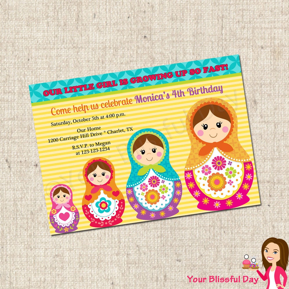 PRINTABLE Matryoshka Doll Party Invitation Il_570xn