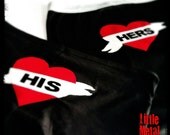 Just Hitched Gitch - Tattoo heart His & Hers matching set of black / red underwear - Wedding Gift for 'Just Married' Bride and Groom