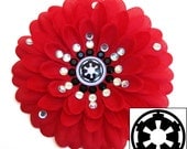 Galactic Empire Red Penny Blossom Sparkly Rhinestone Flower Barrette