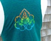 SALE - Teal Bold Henna Racerbank Tank Top - size large