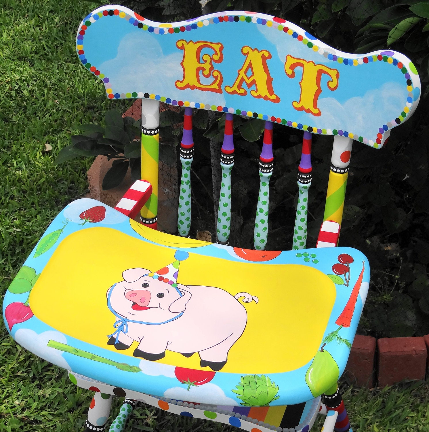 Custom Painted High Chair Hand Painted High Chair Decorative High Chair