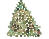 Home Wall  ART Mountain Original painting ooak dots watercolor  green brown mossy zen Painting watercolour - LouisestArt