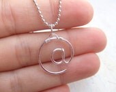 silver "at" necklace, symbol necklace geek nerd necklace ampersat necklace typewriter symbol computer symbol necklace geek gifts under 20