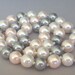 Pale pink, gray and white glass pearls, 8mm mix, high luster, 16 inches knotted