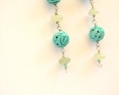 Turquoise and New Jade Earrings