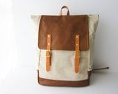 Backpack No.5 Dual Look -- Natural Waxed Canvas with Leather
