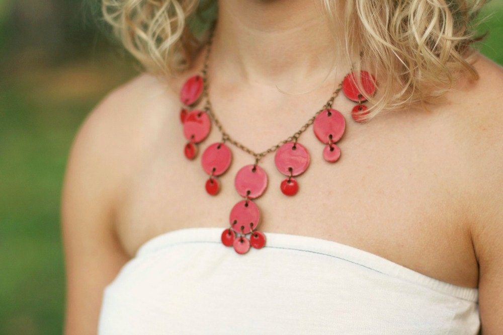 Deluxe Statement Necklace- Coral Red