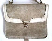 60s Suede Purse with two tone suede and vinyl detail (m)